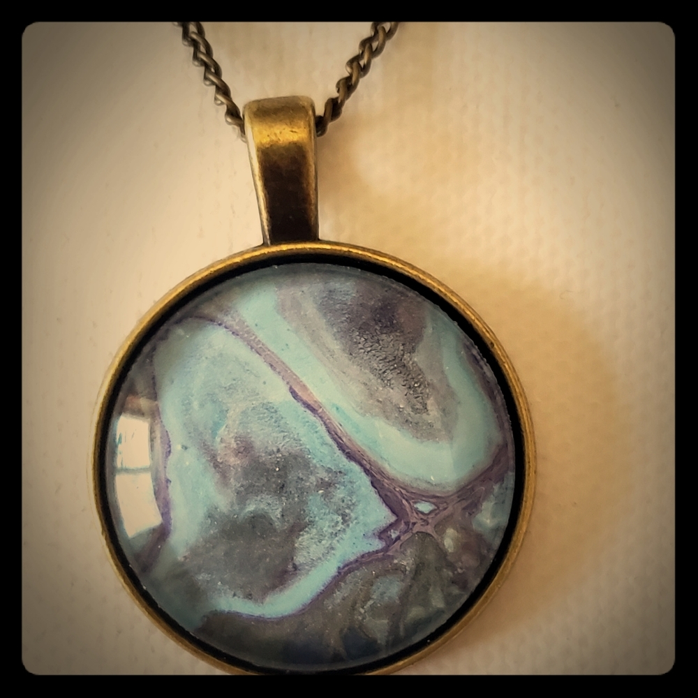 Handcrafted acrylic poured necklace